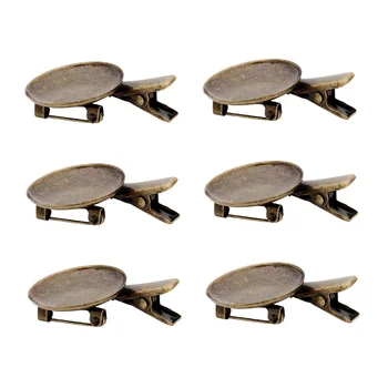 

10pcs Dual-use Duckbill Clips Brooches Bottom Support Pins Diy Hair Accessories Disc Hairpin Base Ancient Green