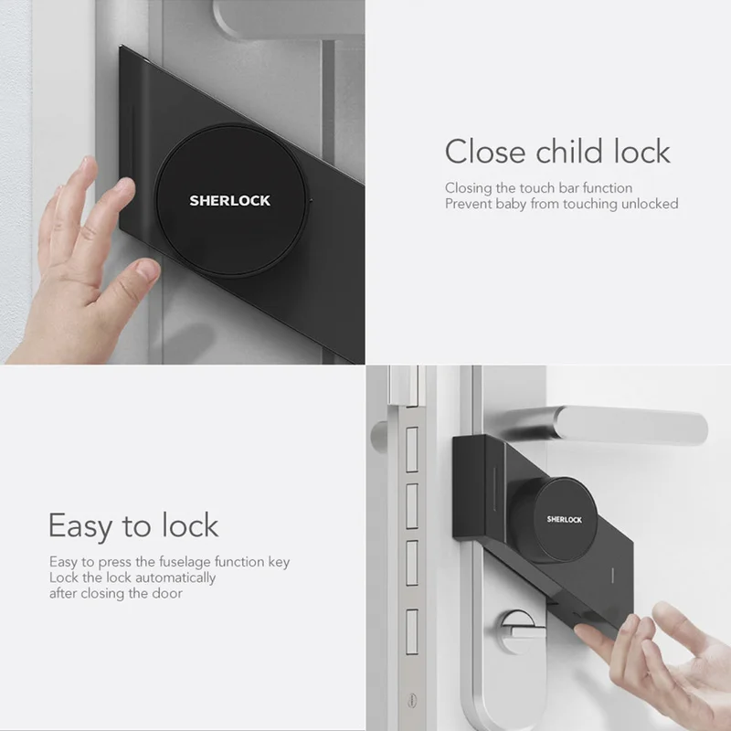  Xiaomi Sherlock S2 Bluetooth Wireless Electric Smart Lock Fingerprint Password Door Home Keyless AP