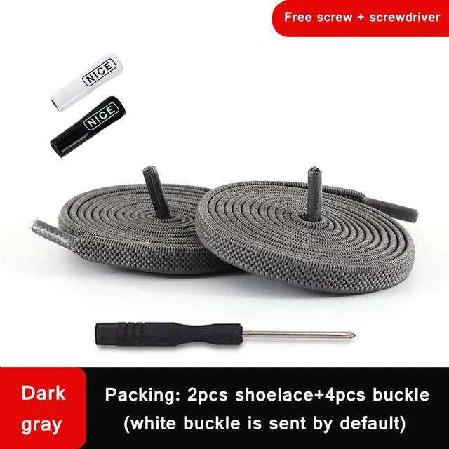 1 Pair No Tie Shoelace Elastic Shoelaces Leisure Sneakers Quick Flat Shoelaces Lazy Shoe Laces Nice Buckle Kids and Adult Unisex Dark gray
