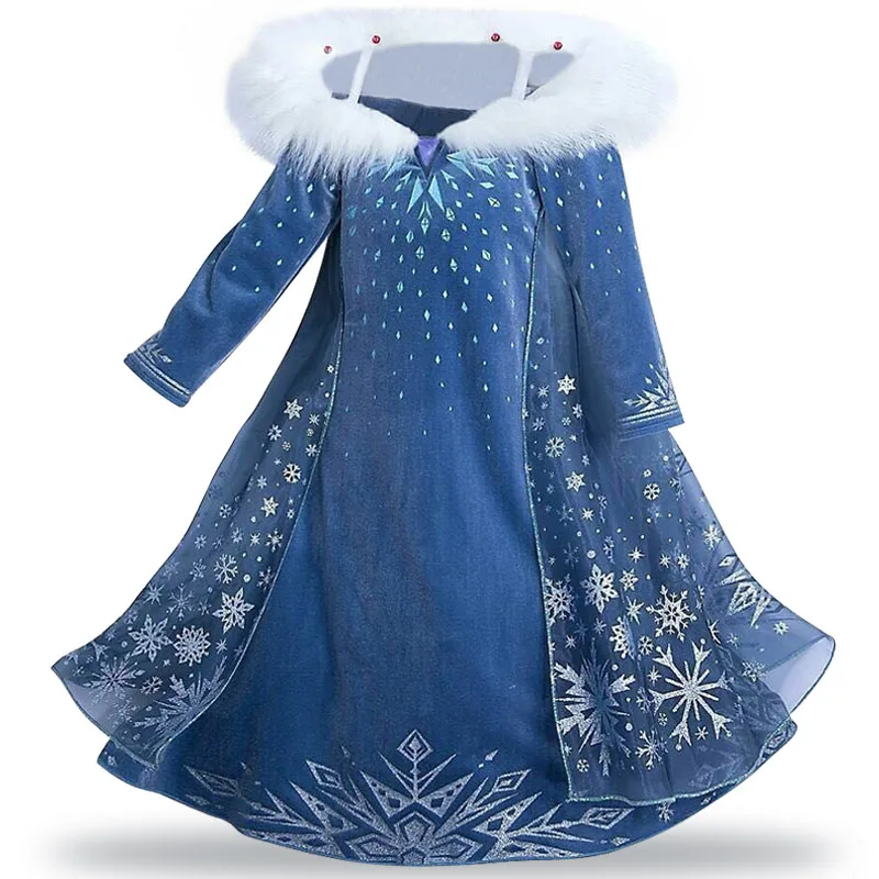 Карнавальный маскарадный костюм для девочек рождественское платье детские праздничные платья для девочек, платье принцессы Эльзы для детей 3, 4, 5, 6, 8, 10 лет