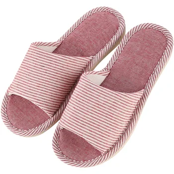

Slippers female indoor home sandals and slippers couple household non-slip soft bottom four seasons cotton and linen slippers