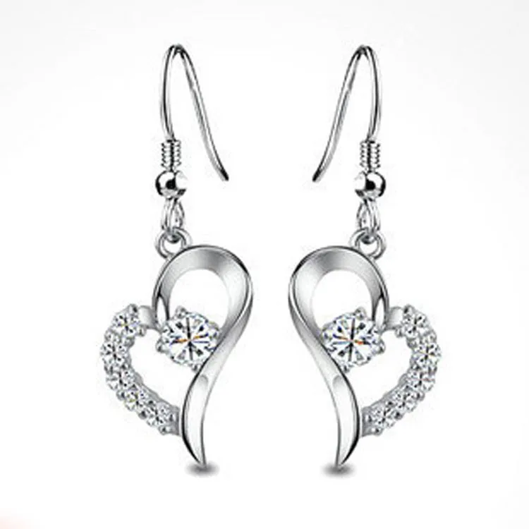 

TE329 925 Silver Heart Zircon Earrings Fashion Earrings Jewelry