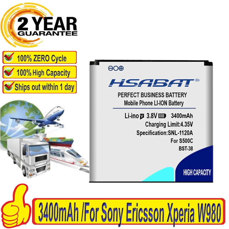 Аккумулятор HSABAT 3400 мАч для Sony Ericsson Xperia W980 Z770i C510 C902 C905 K770 K858 K850 R300i | Мобильные
