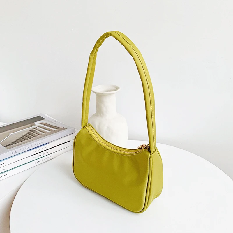 Vintage Women's Baguette Bag – Small Nylon Shoulder Purse, Retro Luxury Handbag for Ladies image 3