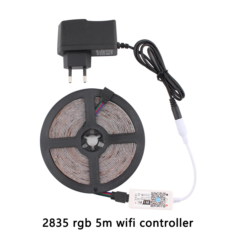 5M Wifi Full Set Цветная(RGB светодиодный полосы WI-FI свет SMD 2835 ТВ светодиодный лента 12V Водонепроницаемый переменного тока, постоянный ток, 5 м 10 м 60 светодиодный/M украшения адаптер ИК WI-FI контроллер комплект - Испускаемый цвет: 5M Wifi Full Set