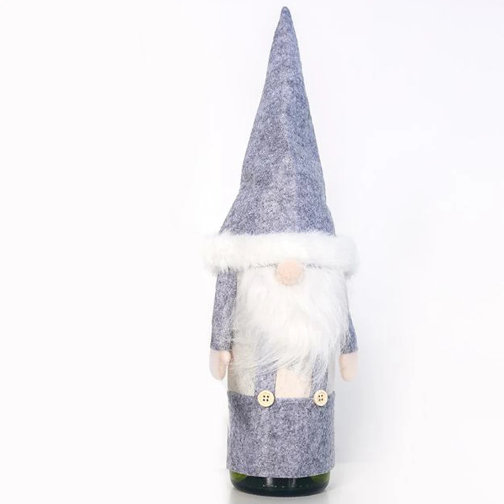 1 шт. рождественские красные чехлы для винных бутылок сумка Санта Клаус Снеговик льняные Чехлы для бутылки шампанского Рождественская вечеринка домашний декор стол - Цвет: E Gray old man