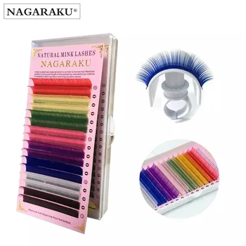 NAGARAKU Mix Color Eyelashes Maquiagem Make up High Quality Soft Natural Synthetic Mink Rainbow Eyelash Cilios  8 Colors Mix