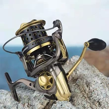 Moulinet de pêche à tambour fixe 10 + 1BB, équipement à grande vitesse 4.7:1 avec frein de 25KG Max, adapté à la pratique en mer, en bateau et en métal 