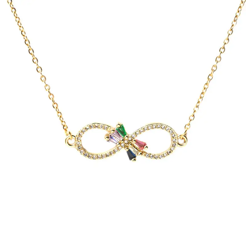 Ожерелье-цепочка из нержавеющей стали с фианитом и символом бесконечности Длина