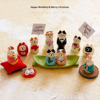 

Japanese kawaii cartoon Maneki neko mascot shiba inu rabbit royal wedding decoration family party sakura screen miniature figure