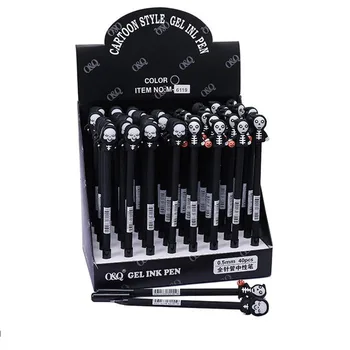 

40 pcs/lot Creative Skull Gel Pen Cute 0.5mm black Ink Signature Pens Promotional Gift Office School Supplies