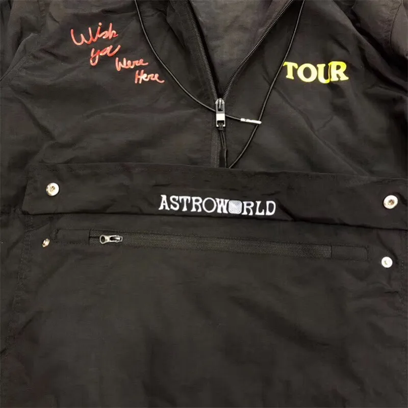 С изображением Трэвиса Скотта AstroWorld куртки высокого качества для женщин и мужчин 1:1 с изображением Трэвиса Скотта AstroWorld куртки новая непромокаемая ветровка пальто