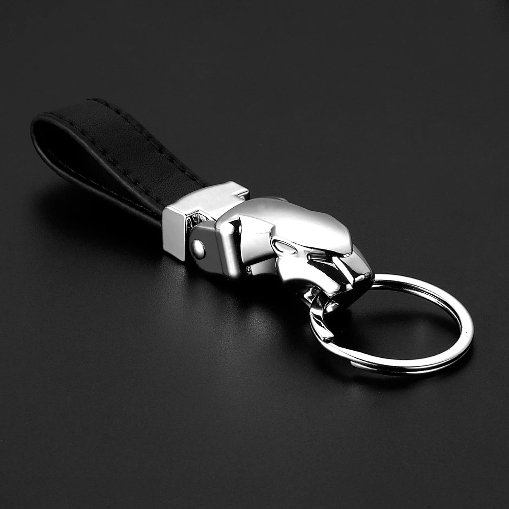 Popular Men Metal Leopard Head Key Ring Chain For Collection Car Leather Key Fob 