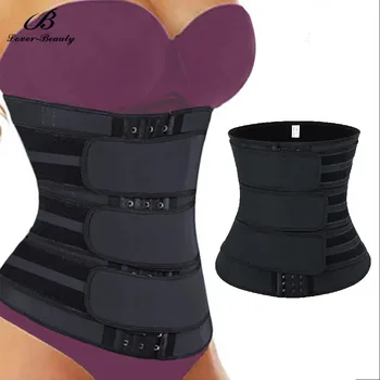 

Lover Beauty 3 Straps Waist Trainer Corset Latex Hooks High Compression Trimmer Workout Fitness Body Shaper Underwear Corselet