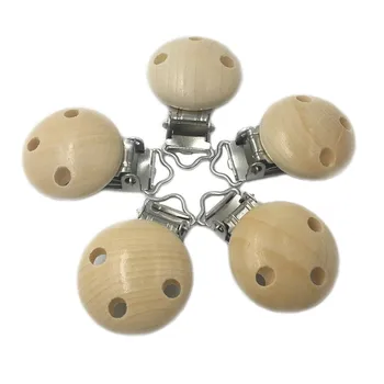 

1Pcs DIY Wood Color Baby Pacifier Clips Holder Wooden Round Wood Color Suspender Soother Clasps For Baby Accessories Wooden Toys