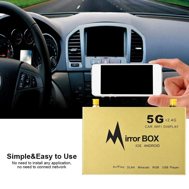 Автомобильный Wifi Дисплей зеркальная коробка, 2,4G 5G Автомобильный Dlna Airplay Hdmi ключ для Ios и Android система Поддержка Ieee 802,11 A/B/G/N Hd