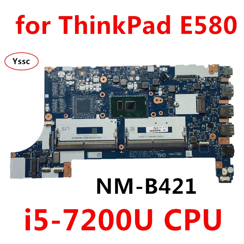 NM-B163 материнская плата для lenovo Thinkpad E480 E580 материнская плата для ноутбука ПК(с i5-7200U cpu) ТЕСТ ОК
