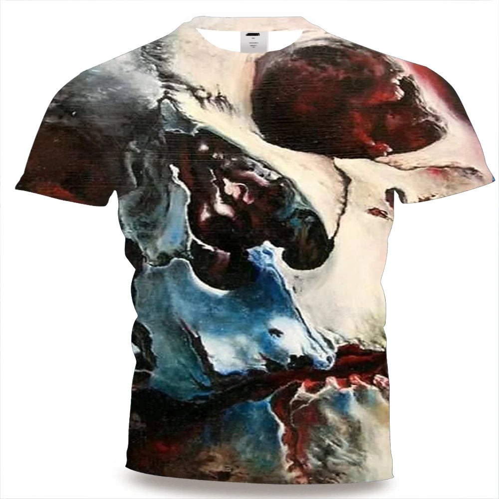 

UNEY Blood Skull T-Shirt For Men Skull Short Sleeve Bone Skull Tops Tees 3D Pattern Shirt For Men Summer Tees Plus Size Tops