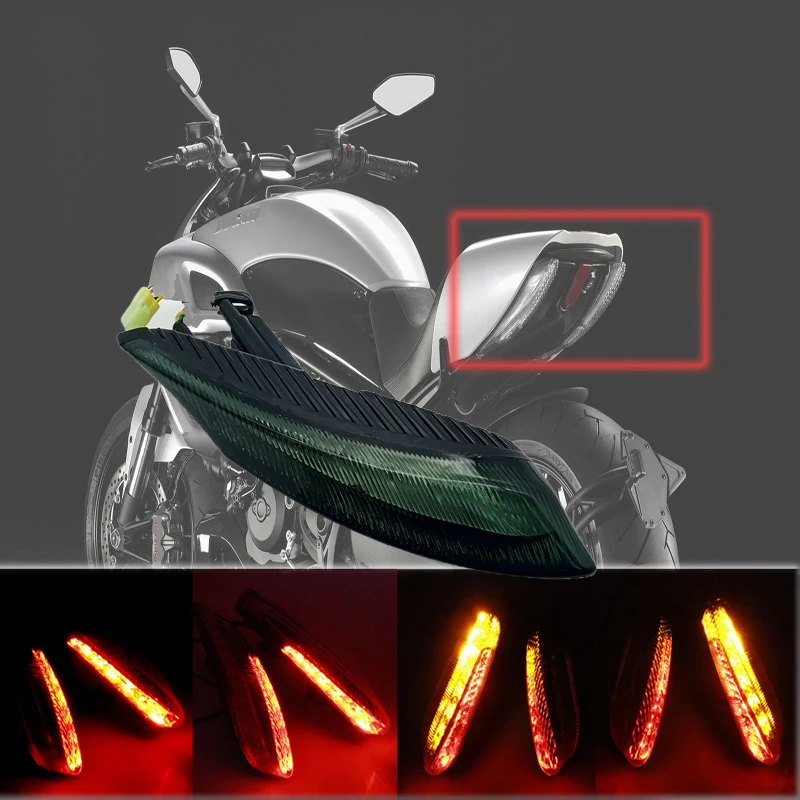 Motorcycle Rear Integrated Tail Signal light Lamp Smoke Lens For Diavel Carbon 2013-2015 13 14 15 Street Motorbike 2 pcs 