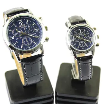 

MISSKY 2 Pcs Couple Wristwatch Waterproof Round Dial Quartz Watches with PU Strap for Men and Women