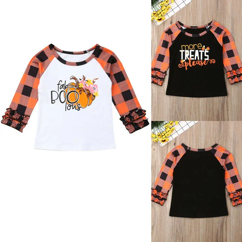 Коллекция 2019 года, топы на Хэллоуин для маленьких девочек, одежда свитер с длинными рукавами и принтом тыквы для новорожденных, комбинезон