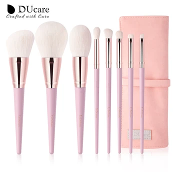 

DUcare 8PCS Pink Makeup Brushes Foundation Concealer Blusher Make Up Brush Set Super Soft Synthetic Hair Cosmetic Tools NEW