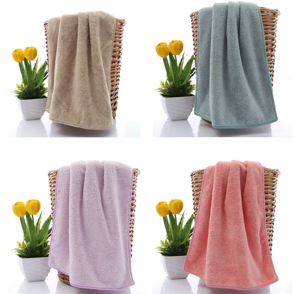 35*75cm Water Absorbent Microfiber Dry Hair Towel Double-sided Face Cleansing Car Washing Salon Bath Coral Velvet Cleaning