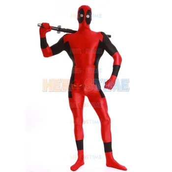 

High Quality Adult/Children Mens Halloween Red Deadpool Cosplay Costumes Mens Zentai Lycra Spandex SuperHero Party Costume Suits