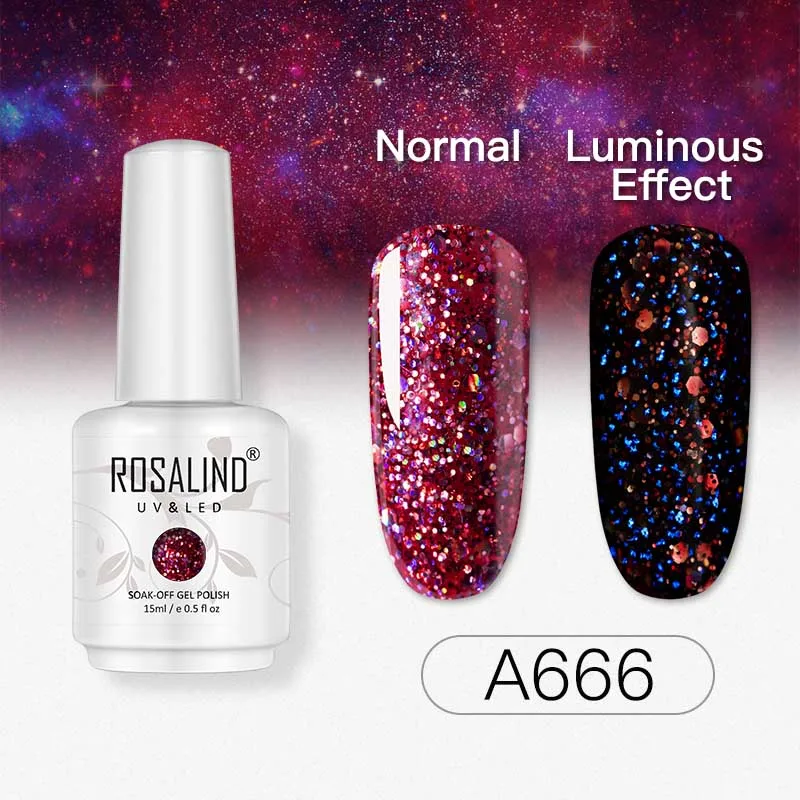 RHA666 ROSALIND 15 мл светящийся Алмазный Гель-лак для ногтей УФ светодиодный гель все для маникюра Платиновый Дизайн ногтей замочить нужно базовое верхнее покрытие - Цвет: RHA666