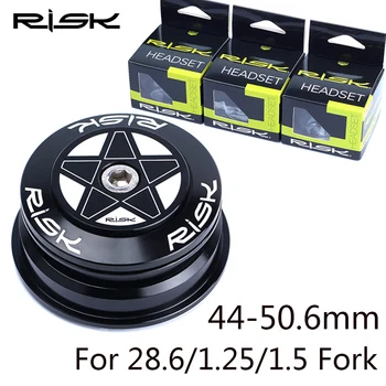 

Risk 44-50.6mm 2 Bearing Bicycle Headset CNC Aluminum MTB Road Bike Fork Headset for 28.6 Straight Fork 1.25/1.5 Taper Pipe Fork
