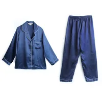 Pyjama en soie mûre pour femme, vêtement d'été, d'hiver et de printemps, à manches longues, deux pièces, pour Couple, Service à domicile, 100% 6
