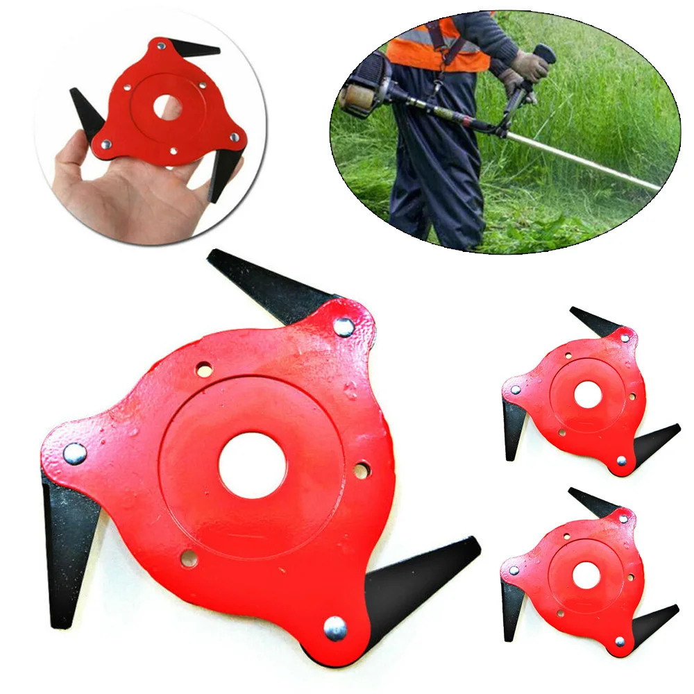 

Rotary Trimmer Heads Blades 3pcs Manganese Steel Lawn Mower Brush Cutter Easy Installation