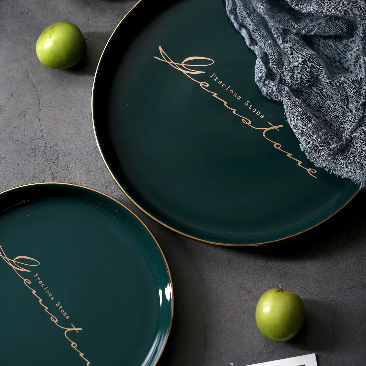 

37 Degree Life Northern Europe Wind Green Phnom Penh Series Solid Color Tuba Ceramics Disc Originality Home Furnishing