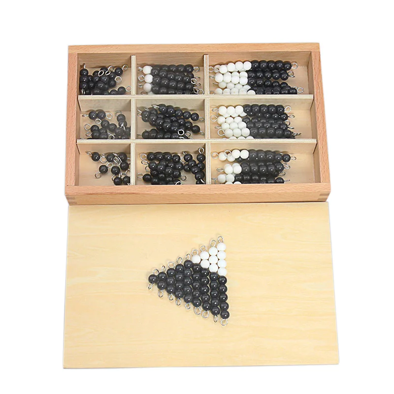 Montessori Wooden Checker Beads Board Colorful Black & White Grey Checker Board Beads Link Dragon & Reduce Dragon Game Baby Toys 3