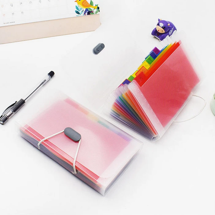 A6 Plastic 13 Pockets Expanding File Folder Document Holder Bag File Case