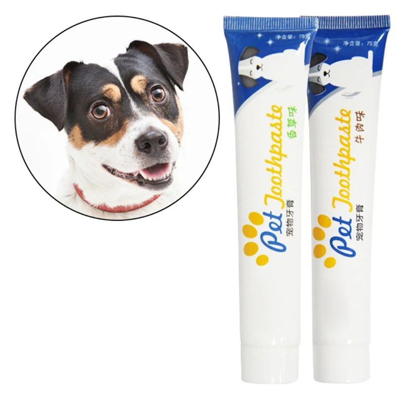 

Pet Dog Toothpaste Vanilla Beef Taste teeth cleansers Healthy Edible Toothpaste For Finger Tooth Back Up Brush Care Wholesales