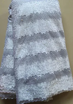 

New French Net Lace Fabric 2020 High Quality African Tulle Lace Fabric With Rhinestone For Nigerian Wedding ALL2837 WHITE