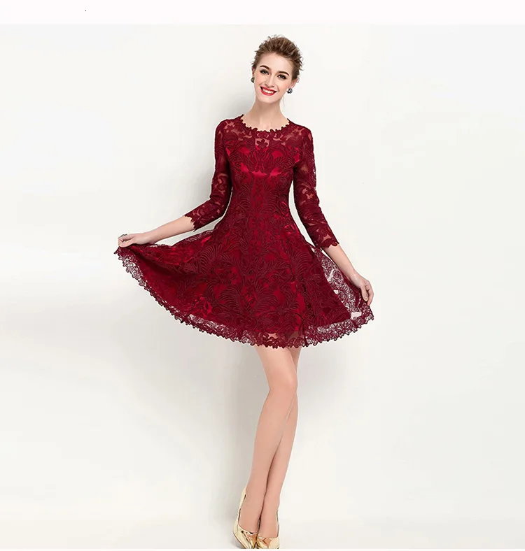 BacklakeGirls Robe De Soiree Мини кружевные вечерние коктейльные платья с рукавами три четверти на молнии сзади