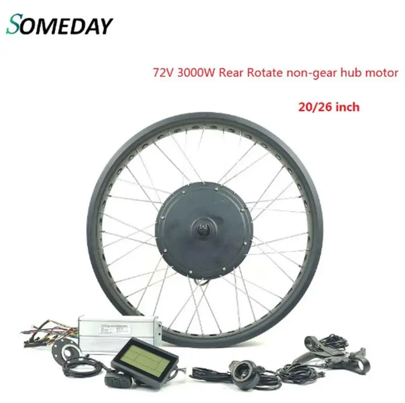 US $297.35 SOMEDAY Electric Bicycle 72V 3000W Rear Rotate nongear hub motor Conversion kits Ebike Wide tire in snow with KT LCD3 display