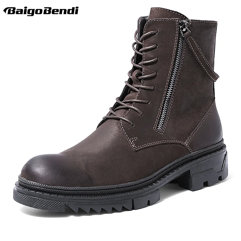 

Retro Lace Up West Cowboy Winter Boots Hight Quality Work And Safety Leather Ankle Boots Men Trendy Shoes Cool Boy Trendy Shoes