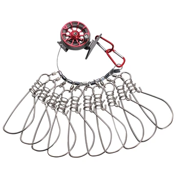 

Lizard 1 Set Live Fish Lock Buckle with Reel Stainless Steel 10 Snaps Fishing Stringer Clips Tackle Carp Pesca
