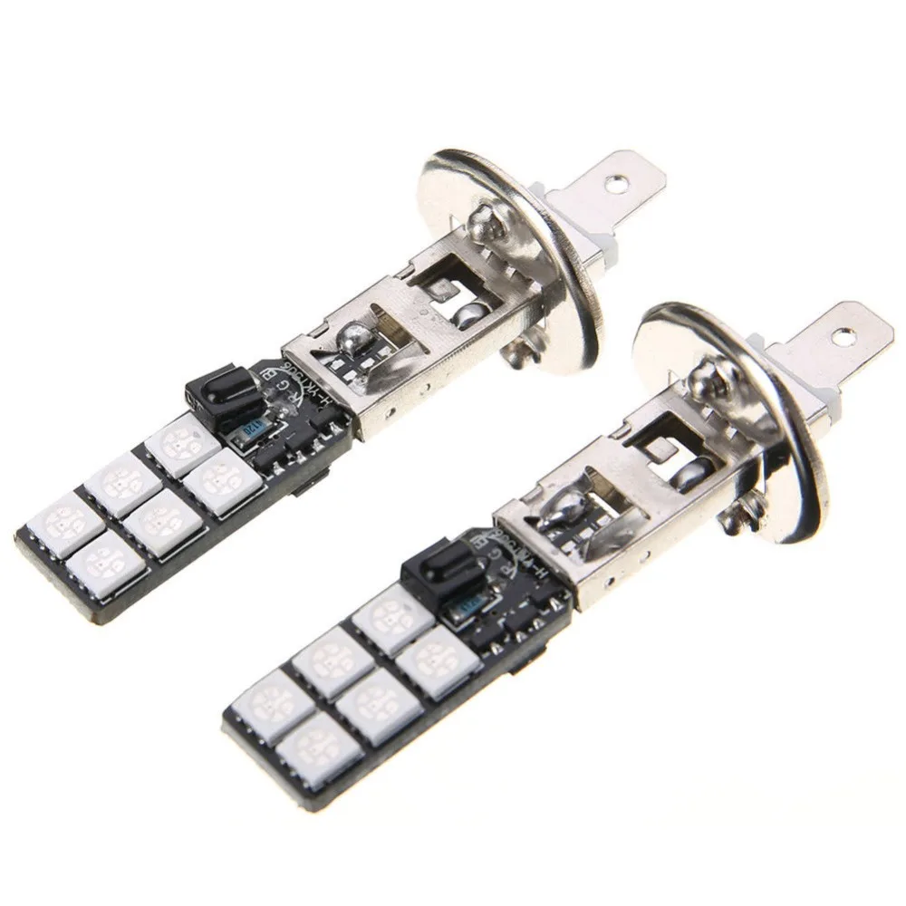 Красочный H1 5050 12SMD RGB светодиодный автомобильный головной светильник, противотуманный светильник с пультом дистанционного управления