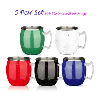 

5Pcs/Set 304 Stainless Steel Coffee Mugs Eco-friendly Cocktail Mugs