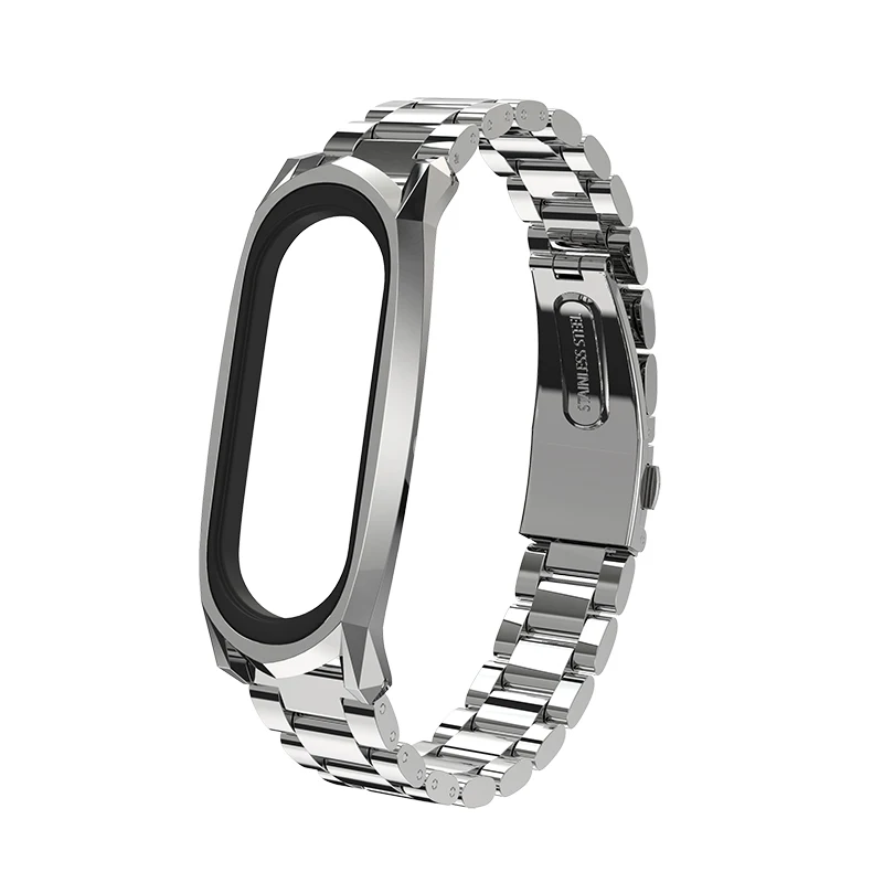 GT Style Silver Металлический ремешок для Xiaomi mi Band 4 3 браслеты браслет из нержавеющей стали для mi band 4 ремешок для mi band 3 браслеты Pulsera - Цвет: GT Style Silver