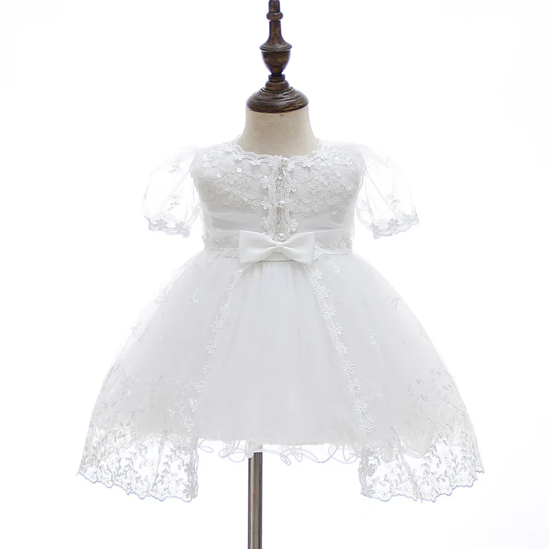 Vestido bordado para bebês, 1 ano vestido