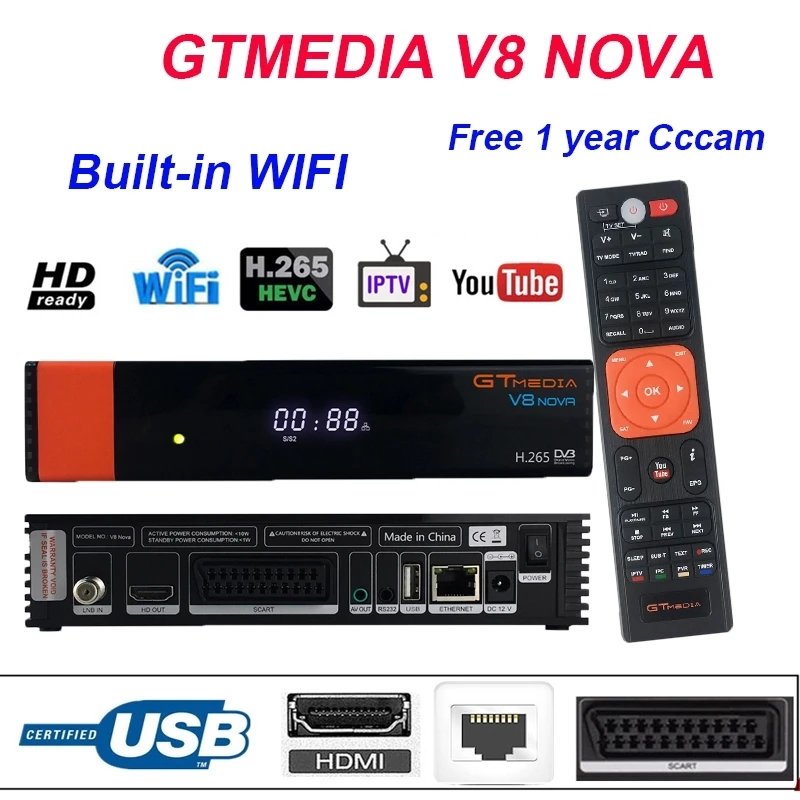 GTmedia V8 NOVA DVB S2 Satellite TV Receiver Receptor Decoder + 2 Year lines Spain sport Channel Cccam lines freesat v8 tv box GTmedia V8 NOVA DVB S2 Satellite TV Receiver Receptor Decoder + 2 Year lines Spain sport Channel Cccam lines freesat v8 tv box