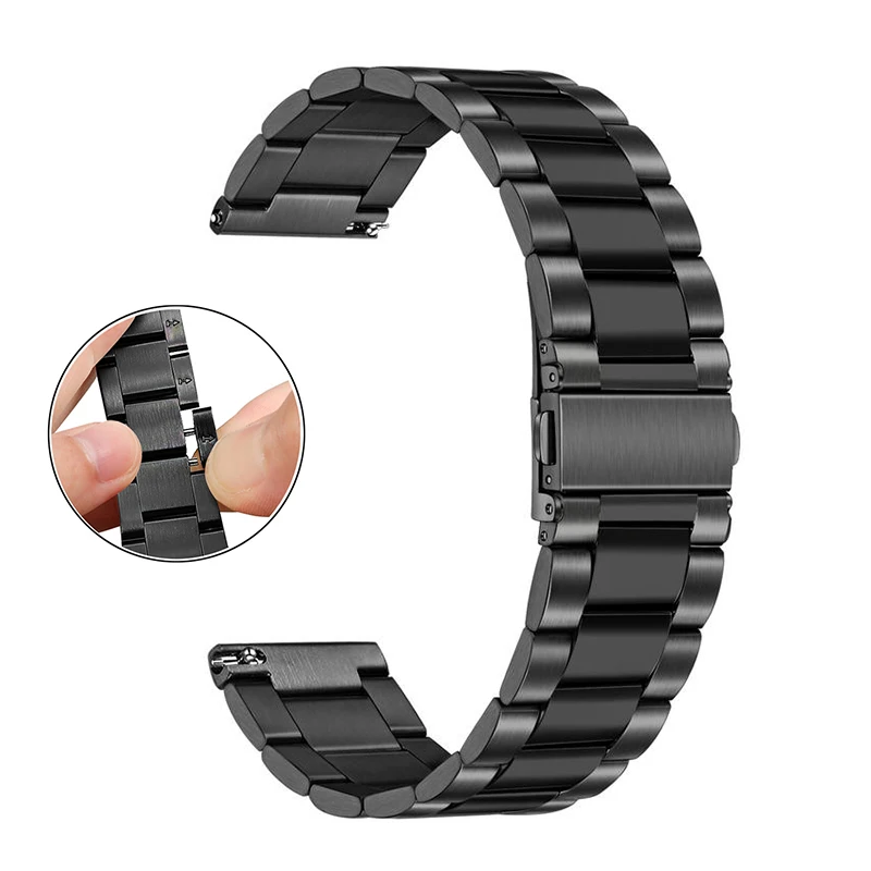 Black Ремешок из нержавеющей стали для samsung Galaxy Watch 46 мм gear S3 Frontier, классический ремешок для часов, полированный ремешок, браслет - Цвет ремешка: Black