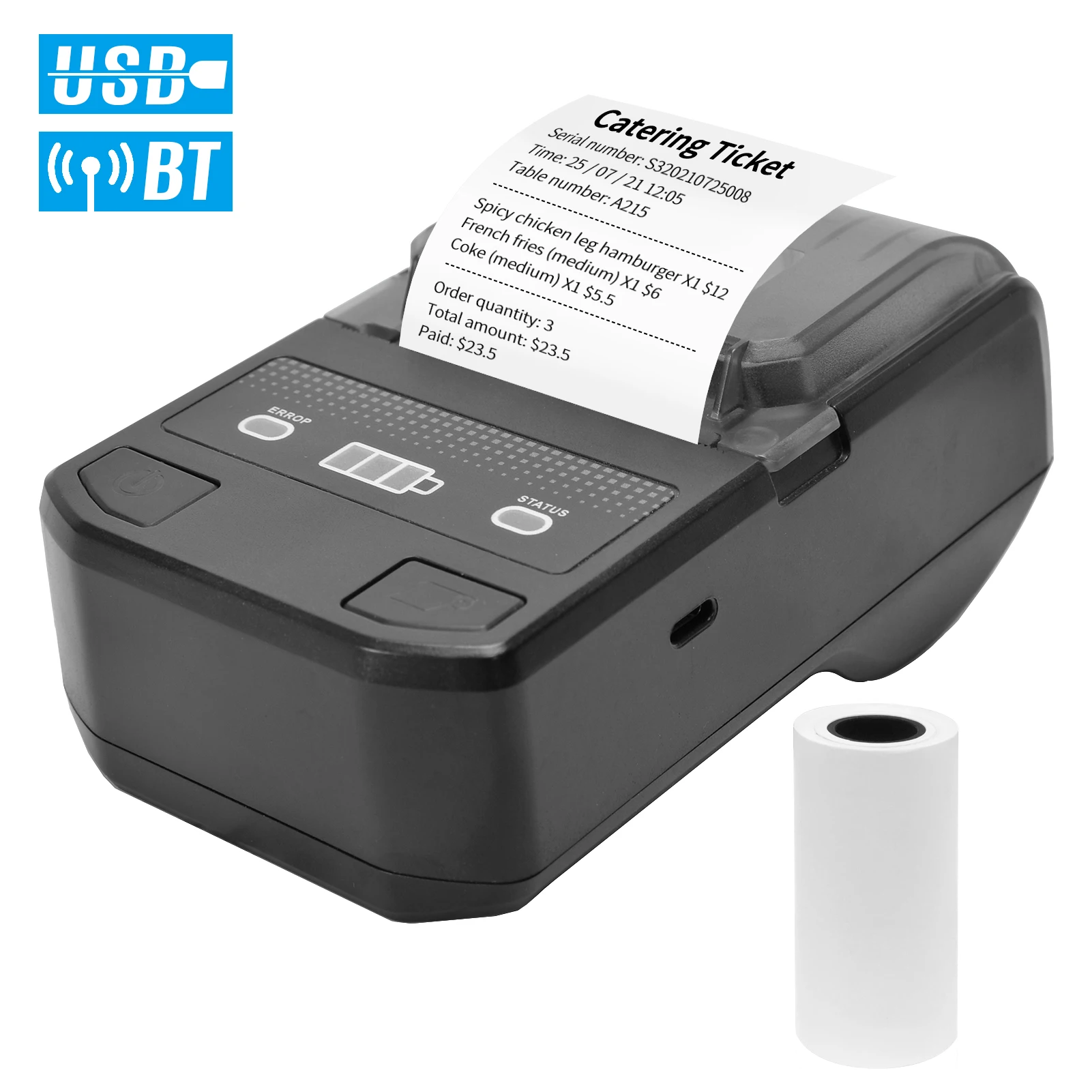 Portable 58mm Thermal Receipt Printer Wireless BT Mini Bill Ticket POS Mobile Printer with Rechargeable Battery Support ESC/POS mini handheld printer Printers