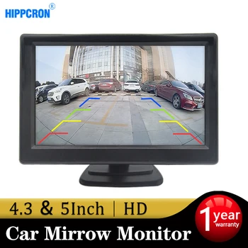 자동차 백미러 모니터 TFT LCD 5.0 인치, 4.3 인치, 양방향 비디오 입력, HD 디지털 컬러풀 주차 역방향 카메라 지원 DVD
