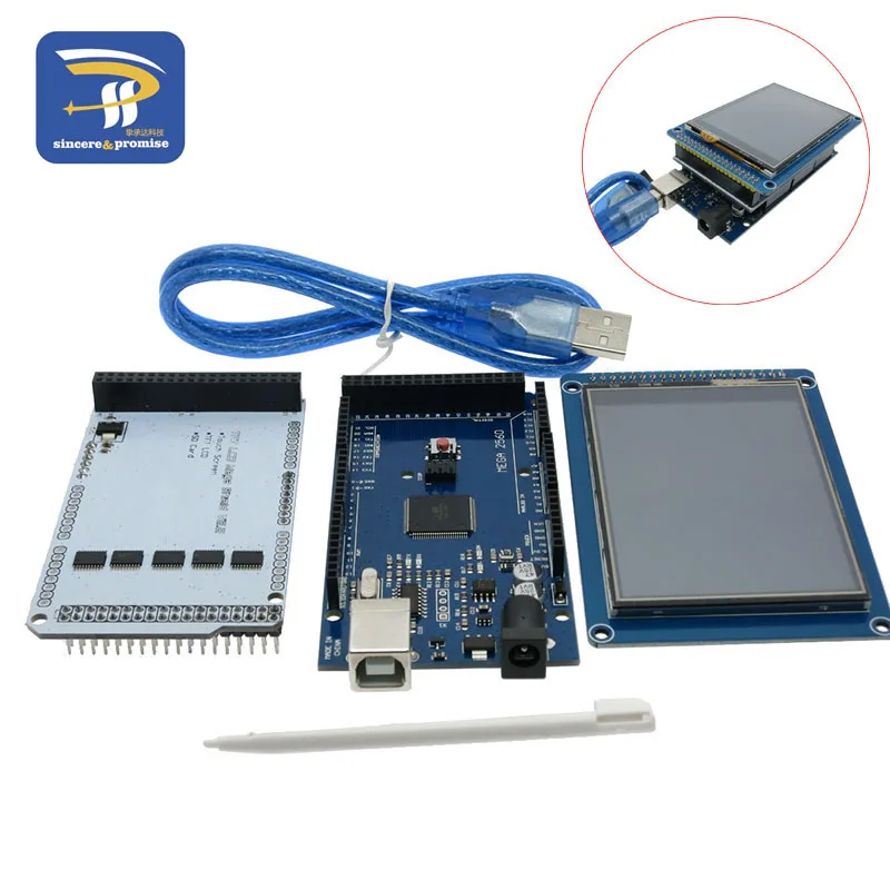 3," TFT lcd сенсорный+ TFT 3,2 дюймовый экран+ Мега 2560 R3 с usb кабелем для Arduino комплект - Цвет: set